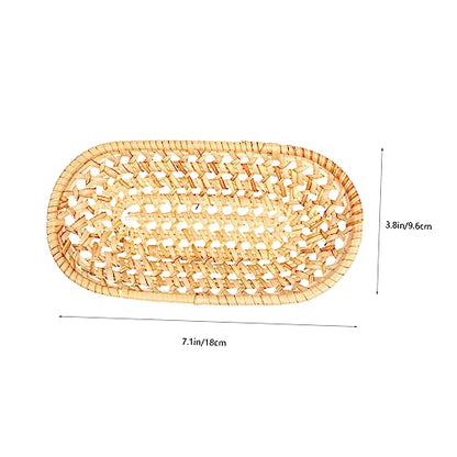 Rattan Woven Tray Decorative Food Serving Plate for Towels Storage Basket for Home Decor Photography Prop Versatile Rattan Decor Basket