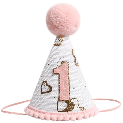 KOJIN 1st Birthday Hat for Baby Girl/Boy - First Birthday Decorations, Cake Smash Photo Prop - color: Pink