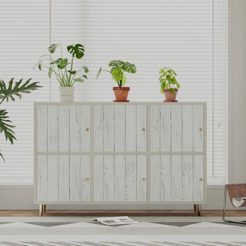 Abyssaly Peel and Stick Wallpaper 17.7" X 118" Thickened White Gray Wood Shiplap Contact Paper Self-Adhesive Removable Decorative Wall Covering Vintage Wood Plank Film for Home Decoration - color: White/Gray with Tools, size: 17.7" x 118"