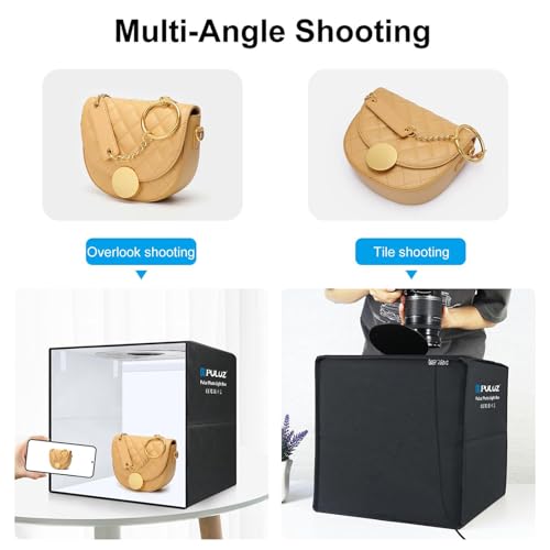 Light Box Photography 20x20in, PULUZ Portable Photo Studio Light Box with 200 LED Lights ＆12 Color backdrops Professional Photography Lighting Tent Kit for Big Product Photography Lightbox - color: 19.7x19.7x19.7in