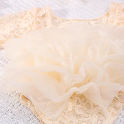 Newborn Photography Outfits Girl Baby Photography Props Lace Romper with Headress Newborn Outfits Girls Photo Props - color: Off-white