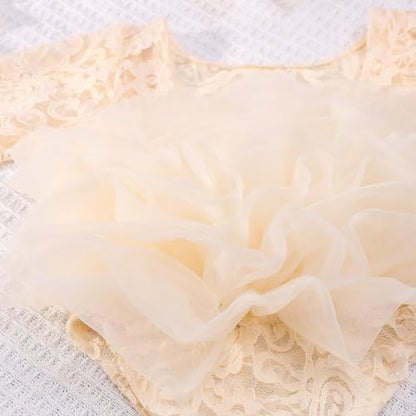 Newborn Photography Outfits Girl Baby Photography Props Lace Romper with Headress Newborn Outfits Girls Photo Props - color: Off-white