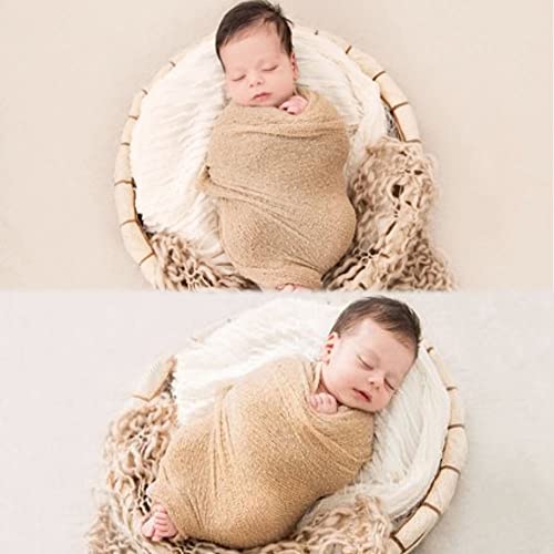 Newborn Photography Props Stretch Newborn Photography Wrap Blanket for Baby Boys Girls Posing Photo Shoot Props - color: Beige