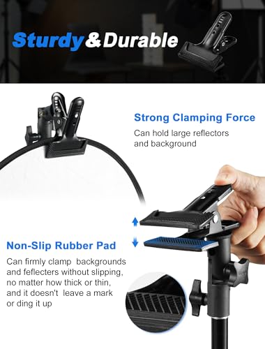 Selens 2 Packs Photography Reflector Clamp Holder Speedlite Hot Shoe Bracket with 1/4"" & 3/8"" Screw Mount with Photo Studio Light Stand, Lighting Umbrella Reflector - color: Two Packs