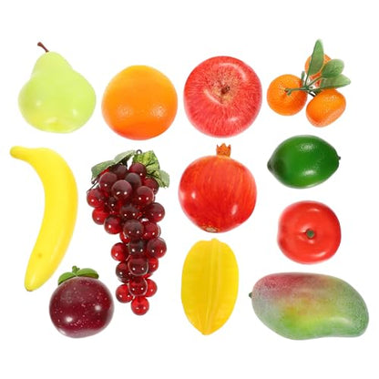 FUOYLOO 12pcs Lifelike Artificial Fruit Decor Set Plastic Simulation Apples Mangoes Foam Home Decoration Props for Table Display and Photo Styling