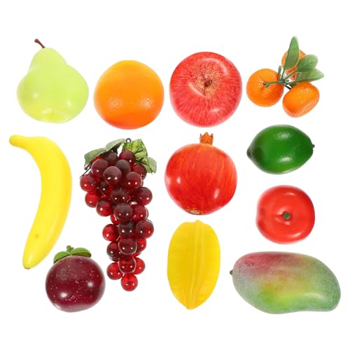 FUOYLOO 12pcs Lifelike Artificial Fruit Decor Set Plastic Simulation Apples Mangoes Foam Home Decoration Props for Table Display and Photo Styling
