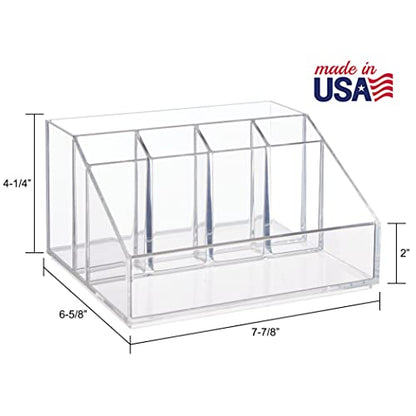 STORi Chloe Clear Plastic Stackable Desk Organizer, Rectangular 6-Compartment Office Supply Holder for Pens, Markers & Notepads, Made in USA - style: Organizer Top