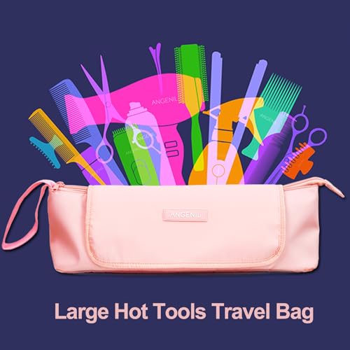 ANGENIL Large Capacity Heat Mat Hot Hair Iron Tools Travel Bag, 2 in 1 Portable Organizer Bags with Large Heat Resistant Mat for Hair Straighteners, Curling Irons, Hot Air Brushes, Travel Essentials - color: Blush