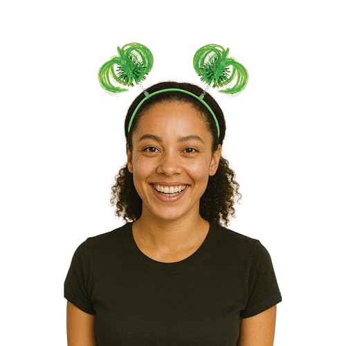 Beistle Green Ponytail Boppers – 2 Pack, Synthetic Hair Headband Accessories with Metallic Fringe, Spirit Headwear for Costume Styling, Themed Party Events, Photo Booth Props, and Novelty Wear