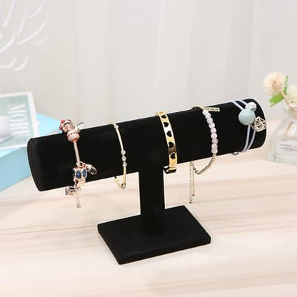 Foraineam 4-Pack Black Velvet T-Bar Jewelry Display Stands Watch Necklace Bracelet Organizer