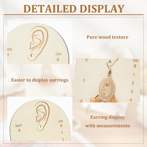 FINGERINSPIRE 2 Pcs Earring Measurement Display Stand 3.5x2x5 Wood Ear Stud Stand Earring Organizer Frame with Measurement Floral White Arch-Shaped Earring Holder for Measuring and Selling Earring - size: 3.5x2x5"