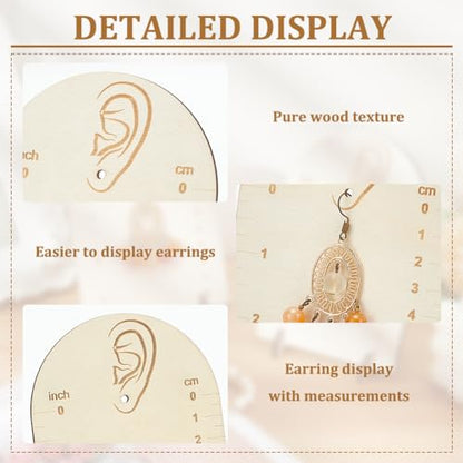 FINGERINSPIRE 2 Pcs Earring Measurement Display Stand 3.5x2x5 Wood Ear Stud Stand Earring Organizer Frame with Measurement Floral White Arch-Shaped Earring Holder for Measuring and Selling Earring - size: 3.5x2x5"
