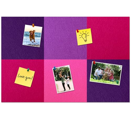Square Felt Cork Bulletin Board Tiles, Self Adhesive DIY Felt Pin Board for Wall 30" x 20" with 35 Pushpins for Office School Home Wall Decor Stickers Memos Photos Display (Gradual Purple) - color: C- Gradual Purple, size: Square