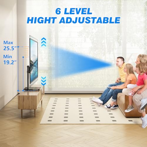 Rfiver Universal Swivel TV Stand for 27-50 55 60 Inch TVs, Height Adjustable Table Top TV Stand Mount Hold up to 88 lbs, Pedestal TV Stands with Tempered Glass Base, Replacement TV Mount Stand - size: 27-60 inch
