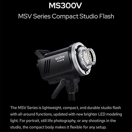 Godox MS300V 300W Studio Strobe Light Kit,2.4G Bowens Mount Photography Light with CF80 Quick Installation Softbox,Stainless Steel Light Stand,5-in-1 Light Reflector for Studio Photography Lighting