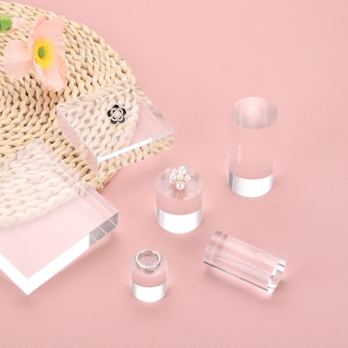 uxcell 2pcs Acrylic Cylinder Display Blocks, 40 x 80 mm/1.6" x 3.1" Clear Jewelry Display Base Polished Cube Riser Stand Display Holder Base for Ring Jewelry Cosmetics - size: 40 x 80mm