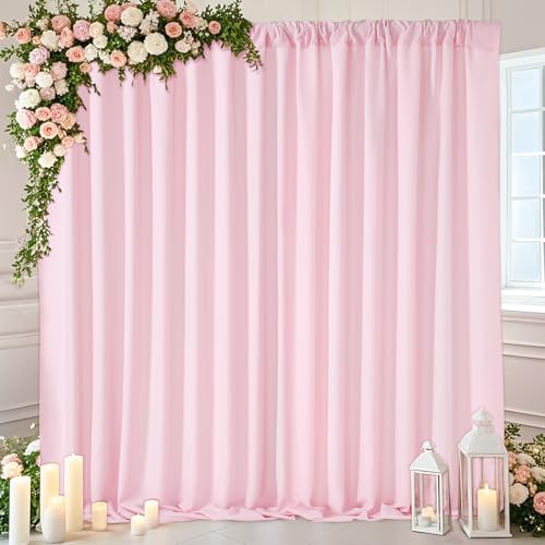SoarDream Pink Backdrop Curtains Polyester 2 Panels 5ft x 10ft Photography Backdrop Drapes Wedding Party Baby Shower Birthday Decorations - color: Pink, size: 2 Panels 5ft X 10ft
