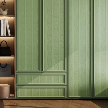 JiffDiff Wallpaper Peel and Stick Textured,3D Embossed Wall Paper Stick on Wallpaper Modern Waterproof Self Adhesive Contact Paper(17.3" x 400",Green) - color: Green, size: 17.3" x 400"