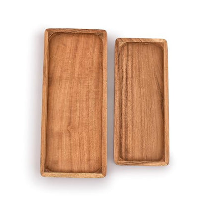 Samhita Acacia Wood Rectangular Wooden Platters for Food Holder/BBQ/Party Buffet Gift for Friend, Family.