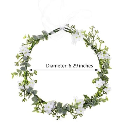 Vividsun Bridal Green Leaf Crown Bohemian Headpiece Floral Headband Photo Prop (white flower) - color: white flower