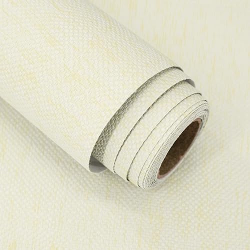 Grasscloth Peel and Stick Wallpaper Beige and Yellow Contact Paper 15.7inch x 393.7inch Textured Wallpaper Vintage Faux Linen Contact Paper Self Adhesive Removable Decor Wall paper for Cabinets - color: Beige Yellow, size: 15.7"W x 393.7"L