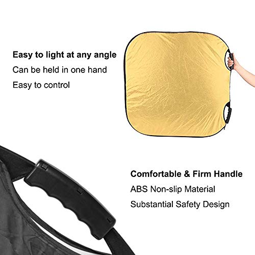 Selens 32 Inch Photography Reflector with Handle, 5 in 1 Collapsible Square Reflectors for Photo Studio Video Outdoor Accessories - size: 32 Inch Square Reflector