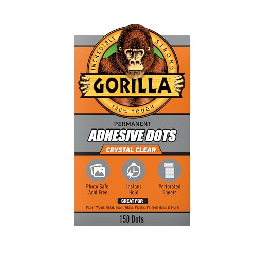 Gorilla Permanent Adhesive Dots, Double-Sided, Clear, 0.5" Diameter, 150 Pieces (Pack of 1) - No Mess, Photo Safe - size: 1 - Pack