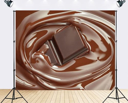 Trykid 15x10ft Melting Dark Chocolate Backdrop Rich Ganache Swirls Indulgent Dessert Food Photography Background Baking Class Tapestry Party Decoration Photo Studio Prop Fabric - size: 15x10ft