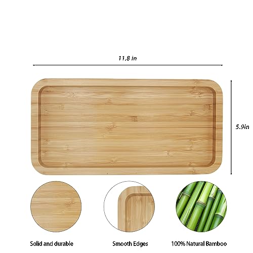 Bamboo Vanity Bathroom Tray for Counter, Bamboo Tray for Bathroom, Toilet Tank, Perfume 11.8L x 5.9W x 0.8H inch (Bamboo) - color: Natural Bamboo