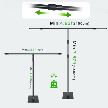 Green Screen BackdropKit, 8 * 5FT Metal Base Photo Studio Support System, Adjustable Backdrop Frame for Video Shooting, Live Streaming, Photo Studio, Content Creation and Virtual Backgrounds - size: 8*5FT