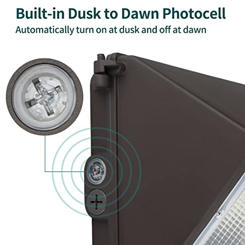 kadision 60W LED Wall Pack Light with Photocell, 7800lm 5000K Daylight 100-277V, Waterproof Dusk-to-Dawn Outdoor Lighting Fixture, ETL Listed (4 Pack)