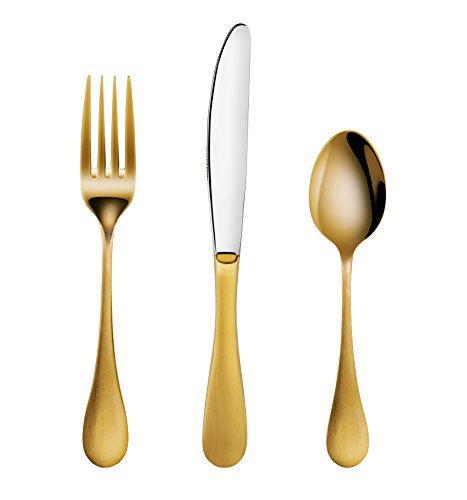 Artaste 56907 Rain 18/10 Stainless Steel Flatware 36-Piece Set, Gold Finish, Service for 12 - color: Gold