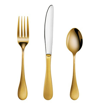 Artaste 56907 Rain 18/10 Stainless Steel Flatware 36-Piece Set, Gold Finish, Service for 12 - color: Gold