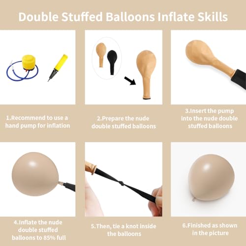 Nude Beige Double Stuffed Balloons Different Size 115Pcs 5/10/12/18" Tan Apricot Nude Balloon Arch Garland kit for Boho Birthday Baby Shower Bridal Shower Gender Reveal Bear Neutral Party - color: Tan