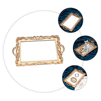 Alipis European Style Storage Tray Mirror Plate for Photography Props Gold Mirror Tray for Decor Perfume Holder