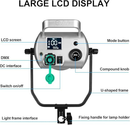 GVM 200W LED Video Light with Lantern Softbox, SD200D Photography Studio Lighting Kit with Bluetooth/DMX Control, 93000lux@0.5m 3200K-5600K Bi-Color Continuous Output Lighting for YouTube (SD200D) - size: Sd200d