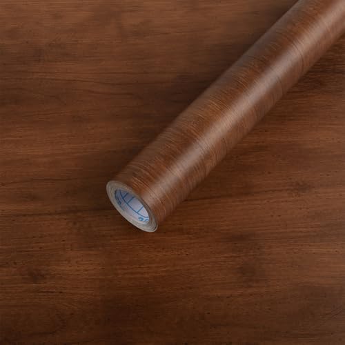 Wood Contact Paper, Red/Brown Wood Peel and Stick Wallpaper for Cabinets, Faux Wood Grain Vinyl Wrap Self Adhesive Waterproof Wall Paper for Countertops Drawer Shelf Liner Furniture17.7in X 118in - color: Red/Brown, size: 17.7" x 118"