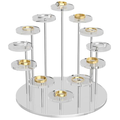 Round Acrylic Display Riser Stands, 12 Tier Jewelry Display Stands for Rings Earrings Mini Figurines 1 Pack(Clear) - color: Clear 12 Tier