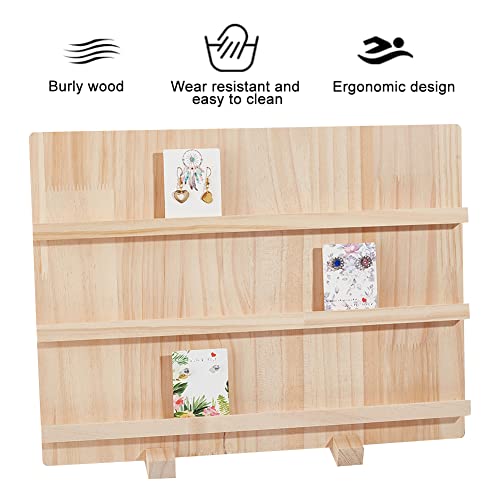 NBEADS Wood Earring Display Stands, 3 Layers Jewelry Earring Display Holder Wood Earring Card Holder Photos Business Card Holder Display with Base Stand for Home Office Retail Store, 40x14.1x30cm - color: 3 Layers Wooden L.w.thi: 15.7x11.8x5.55"
