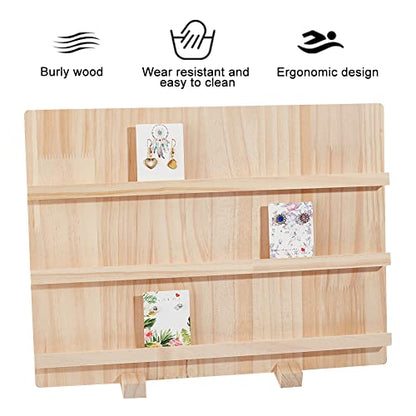 NBEADS Wood Earring Display Stands, 3 Layers Jewelry Earring Display Holder Wood Earring Card Holder Photos Business Card Holder Display with Base Stand for Home Office Retail Store, 40x14.1x30cm - color: 3 Layers Wooden L.w.thi: 15.7x11.8x5.55"