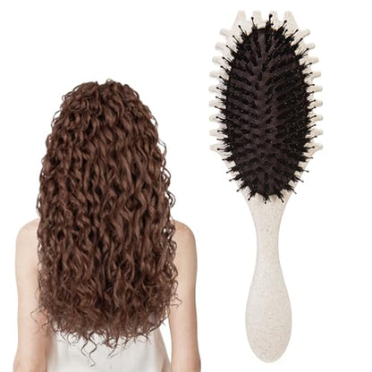 Hair Brush For Fine Hair, Curl Defining Brush For Women Soft Hair Detangler Brush (Beige) - color: Beige