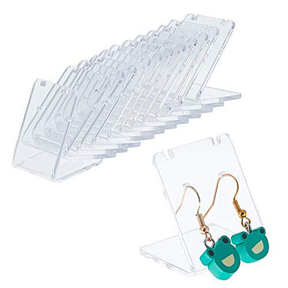 PH PandaHall 24 Packs 48 Holes Earring Holder L-Shape Jewelry Organizer Displays Marketing Acrylic Ear Stud Necklace Stand Holders for Necklace Jewelry Dangling Slant Back Display (1.3x1.3x1 Inch)