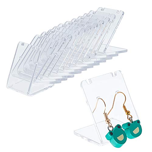 PH PandaHall 24 Packs 48 Holes Earring Holder L-Shape Jewelry Organizer Displays Marketing Acrylic Ear Stud Necklace Stand Holders for Necklace Jewelry Dangling Slant Back Display (1.3x1.3x1 Inch)