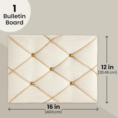 Farmlyn Creek Rectangular Fabric Bulletin Board - Picture Board for Photos - Farmhouse Style & Office Wall Decor - 16 x 12 in, Beige (Pack of 2) - size: 16 x 12 Inches (Pack of 2)