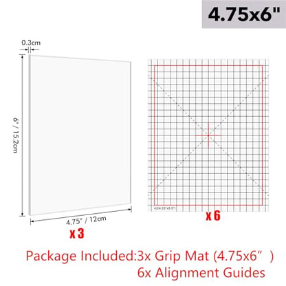 3PCS 4.75x6 Photopolymer Grip Mat with 6PCS Printed Guides for Stamping,Multi-Use Non-Slip Sticky Mats Fit in Stamp Positioning Tool for Card Making Hold Your Cardstock in Place When Stamping,Stencil - color: 4.75"x6" 3xgrip Mat+6aligment