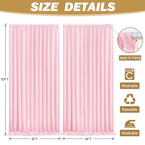 8ftx10ft Wrinkle Free Pink Backdrop Curtain - 10 Feet Photography Backdrop Drapes, Silky Polyester Back Drop Cloth for Wedding Baby Shower Balloon Arch Background - color: Pink, size: 8FTx10FT (W4'xH10', 2 Panels)