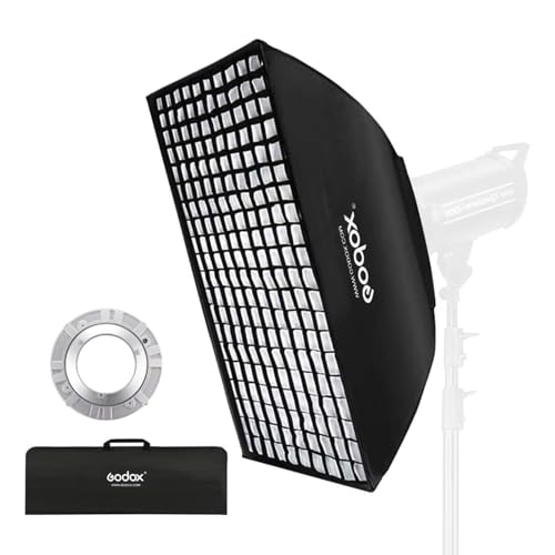 Godox 80x120 Centimeters/ 32x48 inches Softbox Lighting with Grid Beehive & Bowens Mount Speedring for Studio Photo Flash Speedlight Light and SUPON USB LED (80x120cm with Grid)
