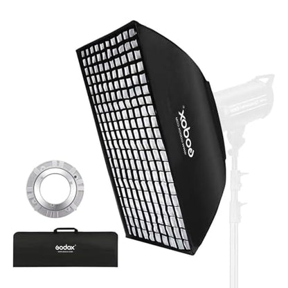 Godox 80x120 Centimeters/ 32x48 inches Softbox Lighting with Grid Beehive & Bowens Mount Speedring for Studio Photo Flash Speedlight Light and SUPON USB LED (80x120cm with Grid)