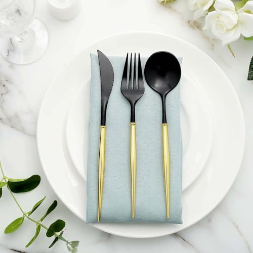Efavormart 24-Pack 8" Black and Gold Disposable Plastic Silverware; High-Fashion Dual-Tone Heavy-Duty Cutlery for Avant-Garde Industrial Weddings and Modern Corporate Galas - color: Black, size: 8"