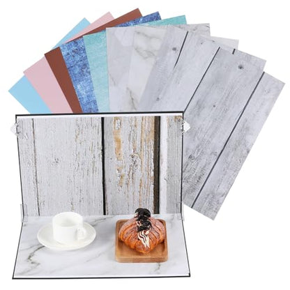 NUOBESTY Photo Backdrop Boards Set 15 Pieces Textured Photography Panels for Food Jewelry Flat Lay Product Photoshoot with Carry Bag and Clips, Portable Small Backdrops for Content Creators